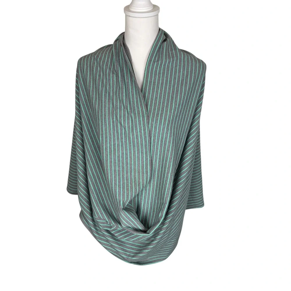 Lululemon Striped Infinity Scarf Snaps Mint Green Grey Women's Accessory‎ Rulu